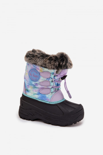 Kinder Lee Cooper LCJ-25-10-3778 lila Schneestiefel mit Fell und Gummibändern