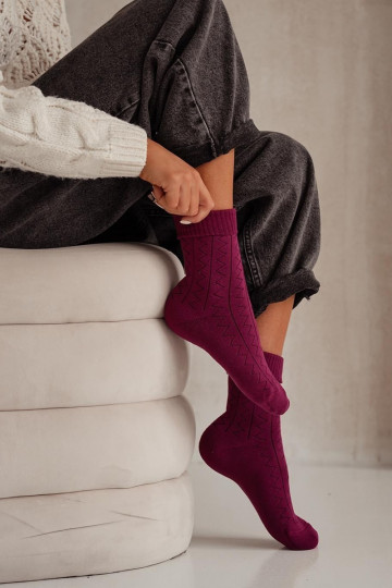 Socken Feminin Frotte Zygzak Burgund