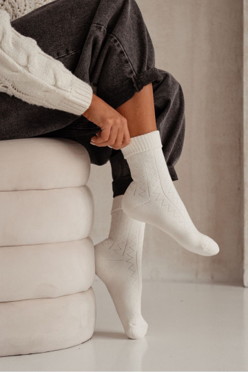 Socken Feminin Frotte Zygzak elfenbeinfarbe