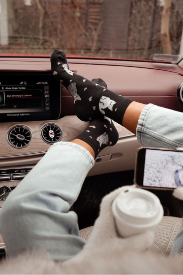 Socken Feminin Katzen I mit Herzen schZuarze Farbe