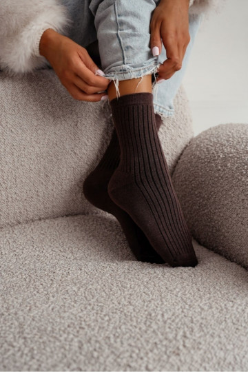 Socken Feminin Frotte IN Prążek CzekoladoZue