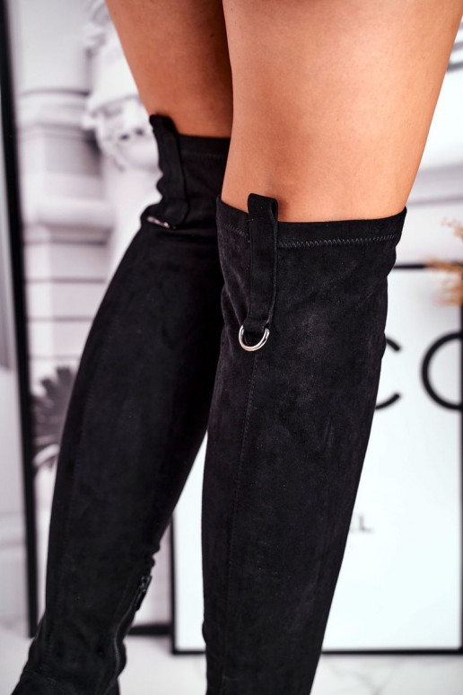 Kniehohe Stiefel aus Öko-INildleder schZuarze Farbe Can't Stop