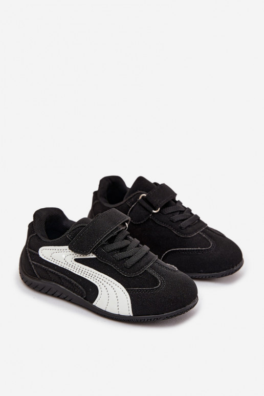 Schuhe Kinder-Sneakermit Klebeverschlussem SchZuarz und-Zueiße Farbe Perrin