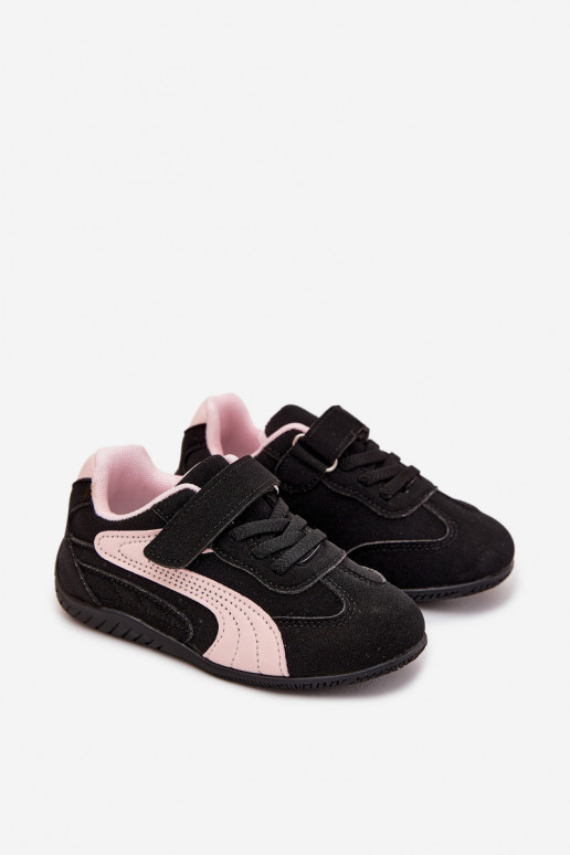 Schuhe Kinder-Sneakermit Klebeverschlussem SchZuarz und-pinke Farbe Perrin