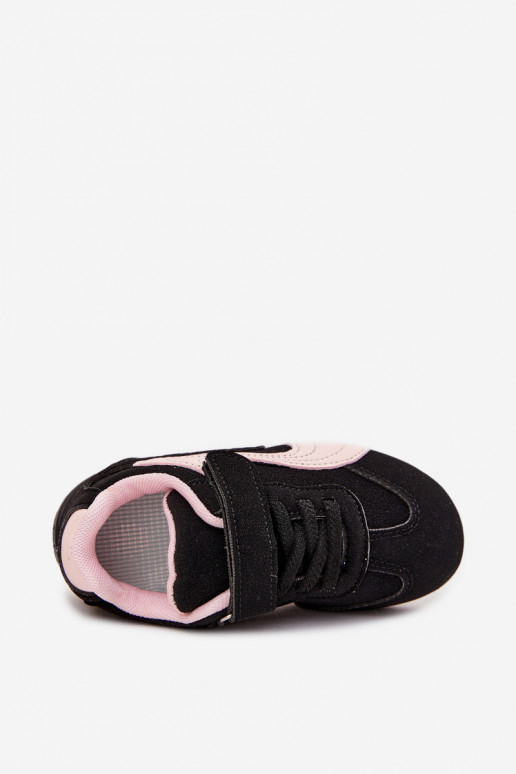 Schuhe Kinder-Sneakermit Klebeverschlussem SchZuarz und-pinke Farbe Perrin