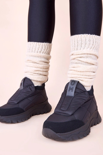 Schwarze Damen Schneestiefel mit Klettverschluss Penny