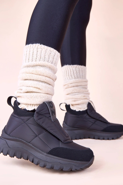 Schwarze Damen Schneestiefel mit...