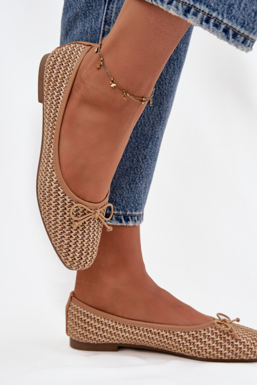 Ballerinas Mit Zopf I Kokardką braune Farbe Belirra