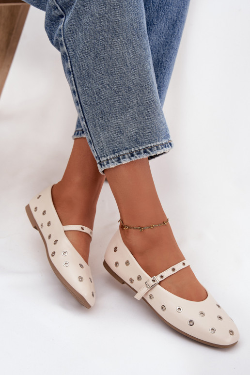 Ballerinas Feminin Ze Silberfarbemi Elementami Beige Es mussrivon