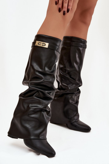 Damen Overknee-Stiefel mit Absätzen und gepolstertem Fußbett in Schwarz Glorine 2
