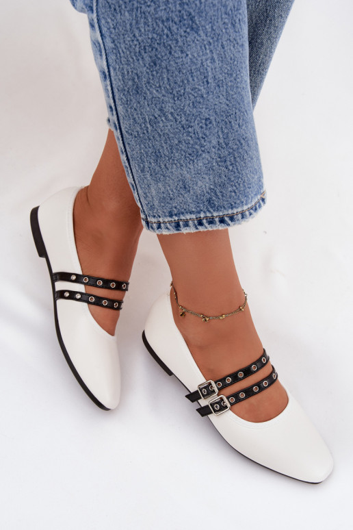 Ballerinas Feminin mit Streifen Zueiße Farbe Deliora