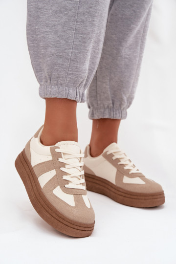 Sneakers Stilvollllschuhe Feminin mit einer Plattform Beige Dovina 2