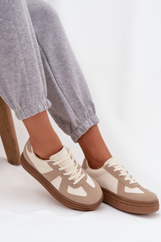 Sneakers Stilvollllschuhe Feminin mit einer Plattform Beige Dovina