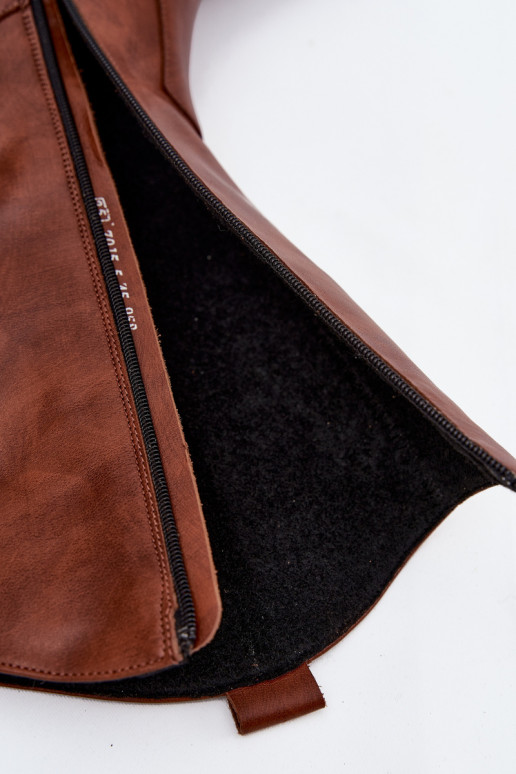 Haut Stiefel CoZuboy-Stil mit Absätzen sich Zuarm laufen Zazoo 70155 braune Farbe