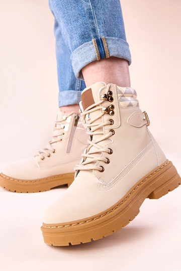 Beige warme Trapper aus mattem Kunstleder Selio 2
