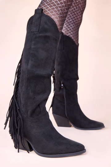 Schwarze Cowboy-Stiefel mit Fransen Misa 2