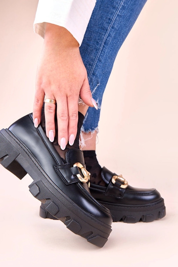 Schwarze Mokassins mit...