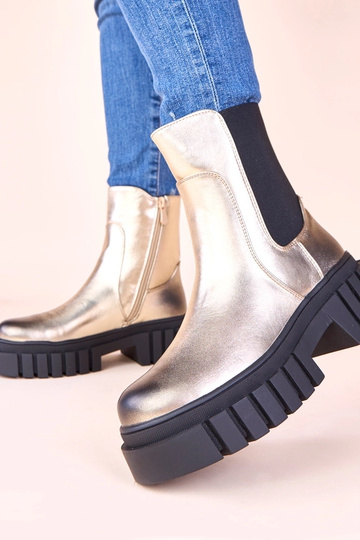 Goldene Stiefeletten auf Plateausohle mit elastischem Band Denya 2