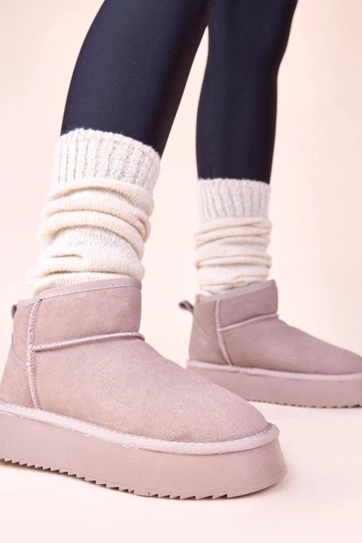 Graue Schneestiefel aus echtem...