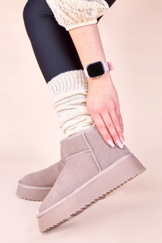 Graue Schneestiefel aus echtem...