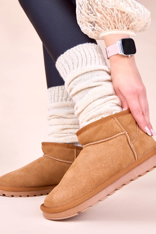 Braune warme Schneestiefel aus echtem...