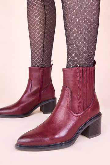 Bordeauxfarbene Stiefeletten auf Absatz mit elastischem Band Sesie