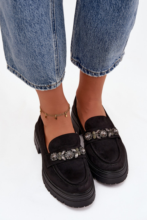 Mokassins für Damen mit leuchtenden Augen aus Öko-INildlederoZue schZuarze Farbe Lavisse