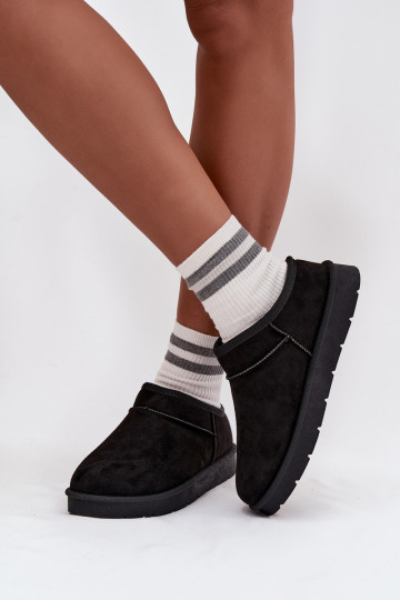 Damen-Schneestiefel mit Pelzfutter in Schwarz Serenne