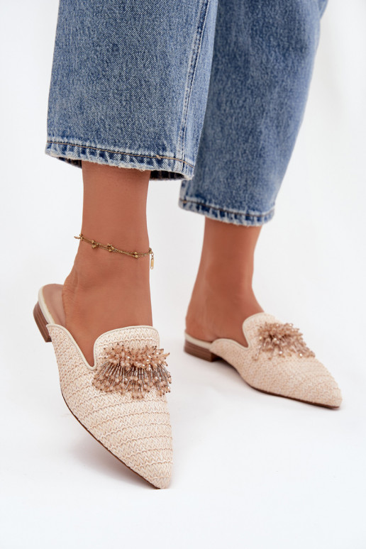 Damenhausschuhe mit Ornamenten Beige Katrine