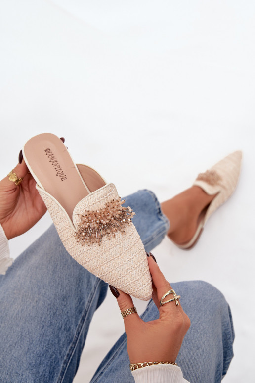 Damenhausschuhe mit Ornamenten Beige Katrine