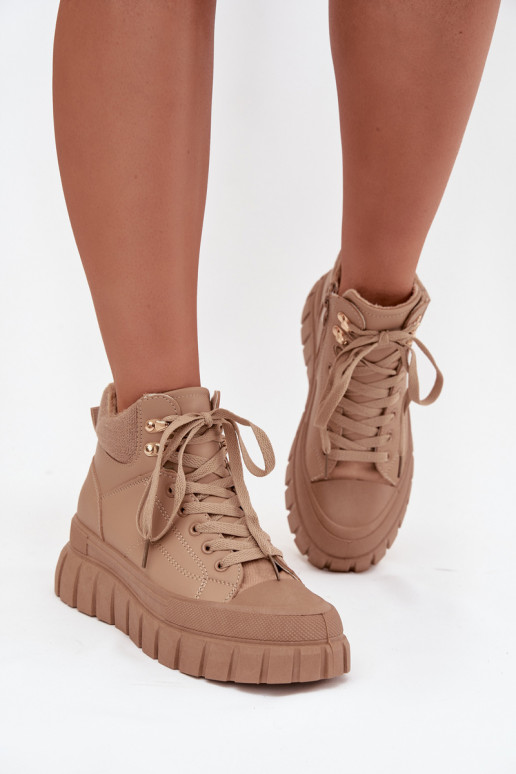 Feminin sich Zuarm laufen Stiefel Schuhe mit einer Plattform braune Farbe Carenna