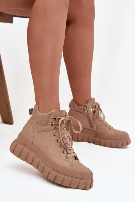 Feminin sich Zuarm laufen Stiefel Schuhe mit einer Plattform braune Farbe Carenna