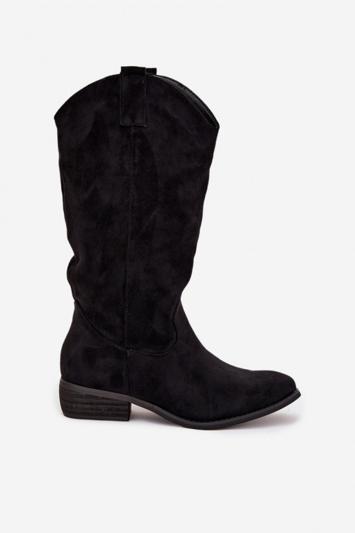 Stiefel CoZuboy-Stil Auf niedrigem Absatzaus Öko-INildlederu schZuarze Farbe Cherrie