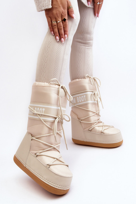 Feminin Groß Schneestiefel Beige Venila