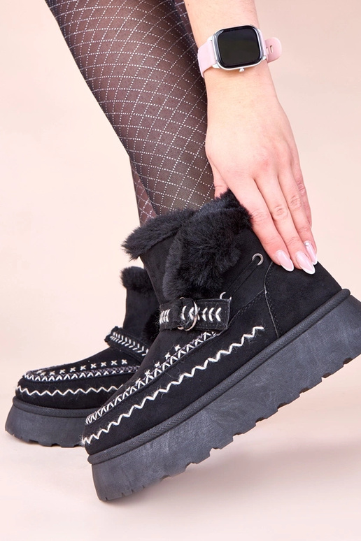 Schwarze Schneestiefel mit...