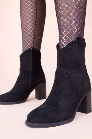 Schwarze Stiefeletten auf Absatz aus Kunstwildleder Mirmi