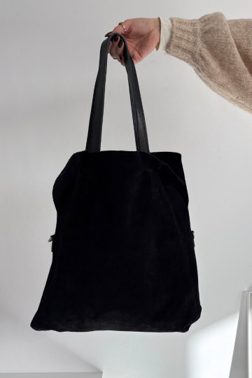 Schwarze Kunstwildledertasche Miraya