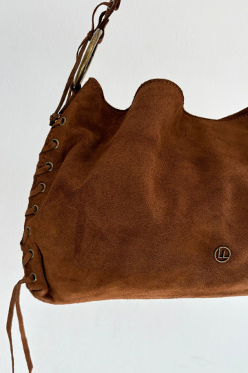 Kleine Handtasche aus Kunstwildleder mit eleganten Schnüren in Braun Janelis 2