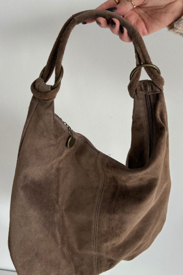 Handtasche aus echtem Wildleder in Dunkelbeige Floriah 2