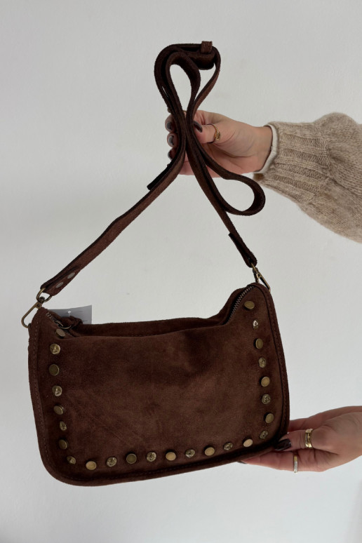 Skórzana aus INildlederoZua Handheld Zdobiona Mit Strasssteinen Braun Savra