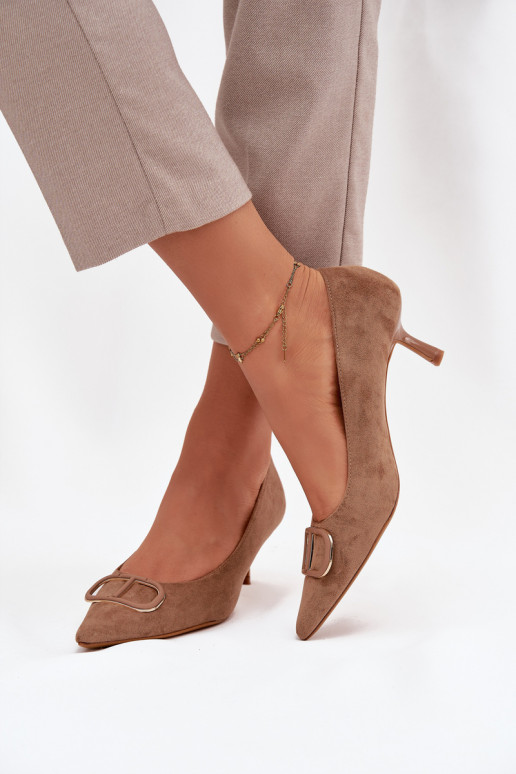 hochhackige Schuhe Feminin Mit Dekorationen Detalem Beige Amelora
