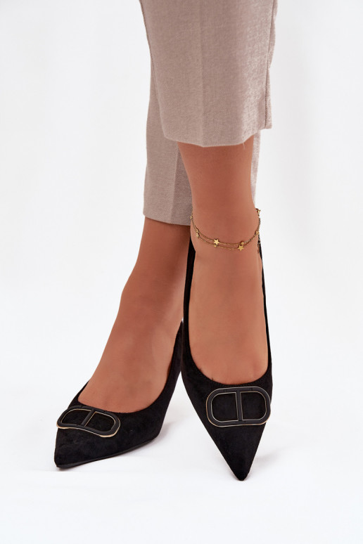 hochhackige Schuhe Feminin Mit Dekorationen Detalem schZuarze Farbe Amelora