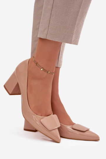 mit Lackeffekt Schuhe mit Absätzen mit Ornamenten Nude Isoline 2