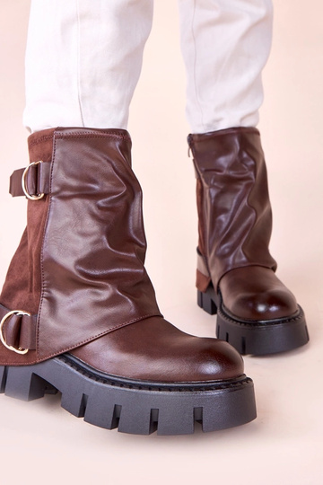Braune Stiefeletten mit Plateau und umgeschlagenem Schaft Cenda 2