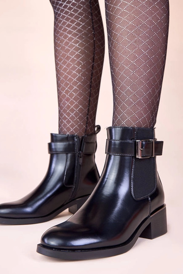 Schwarze klassische Stiefeletten mit lackiertem Fersenbereich Dalila
