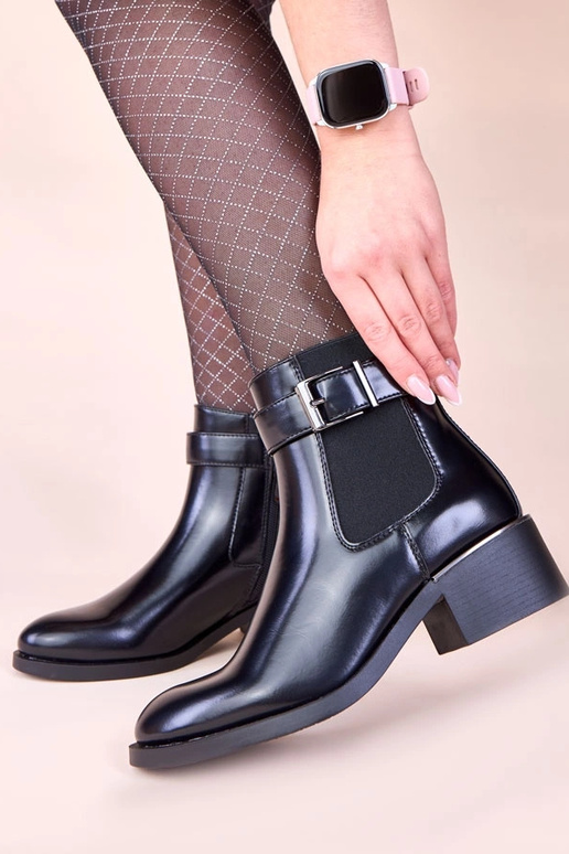 Schwarze klassische Stiefeletten mit...