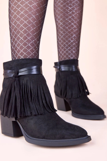 Schwarze Stiefeletten mit Quasten Mulan