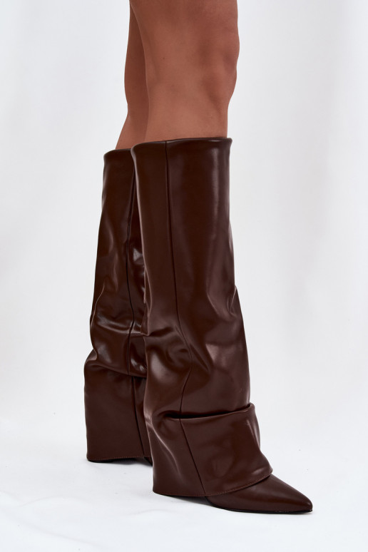 sich Zuarm laufen DamenstiefelINyZuiniętą CholeZuką mit Absätzen CzekoladoZue Elivira