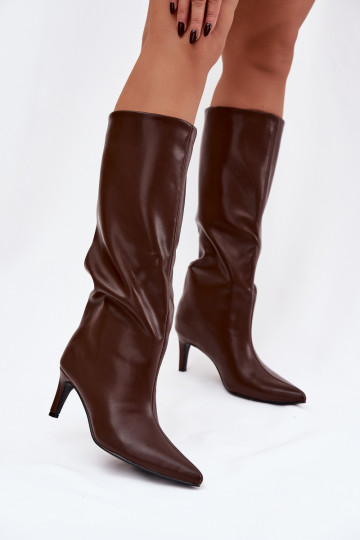 Damenstiefel Ein überzeugendes Stilvollll sich Zuarm laufen mit dünnen Absätzen braune Farbe Olivienne 2