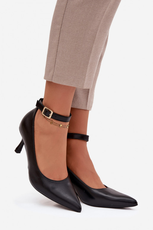 hochhackige Schuhe Schuhe mit Riemen schZuarze Farbe Perrine